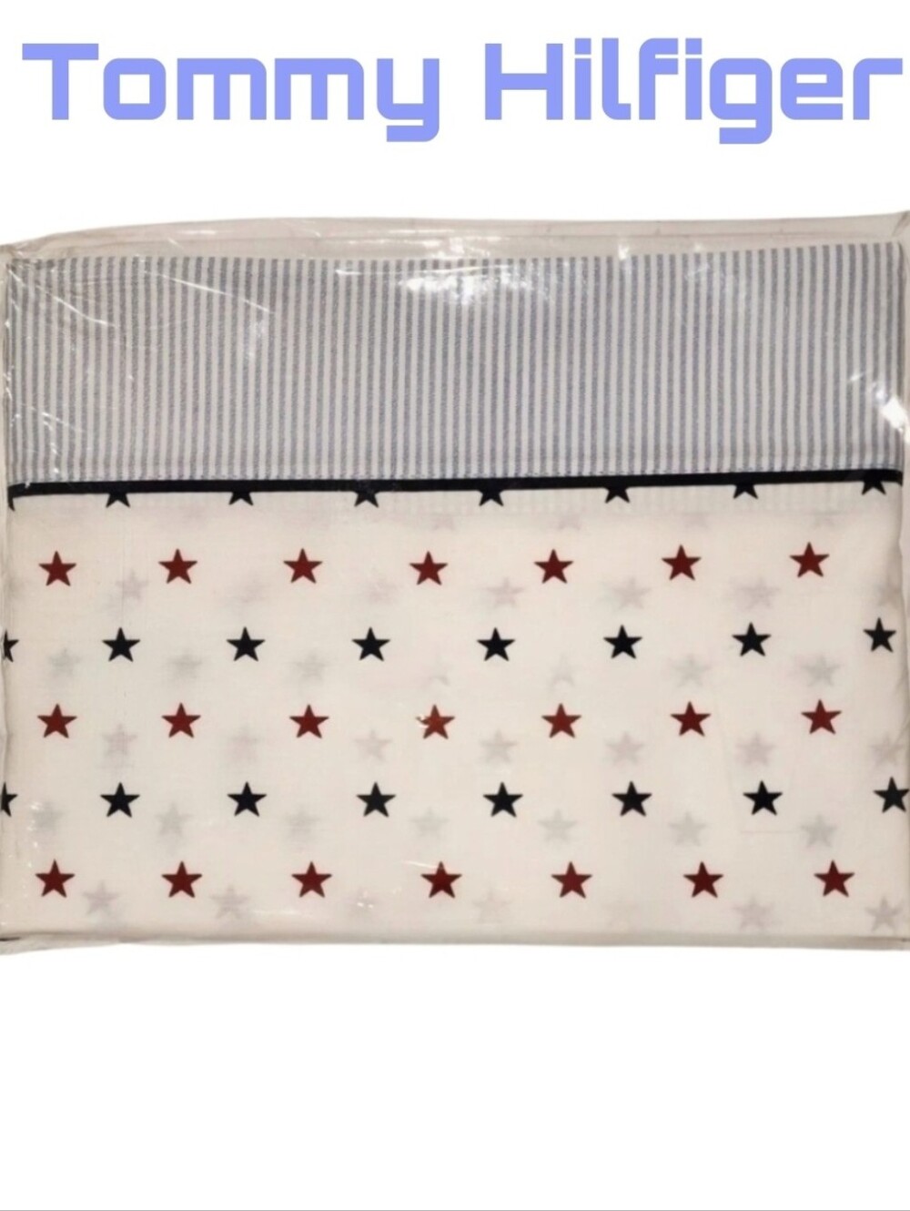 TOMMY HILFIGER PATRIOTIC Red White Blue Stars Full Sheet Set NEW